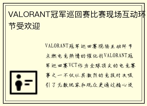 VALORANT冠军巡回赛比赛现场互动环节受欢迎