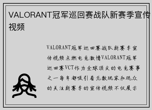 VALORANT冠军巡回赛战队新赛季宣传视频