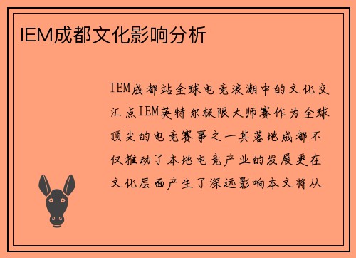 IEM成都文化影响分析